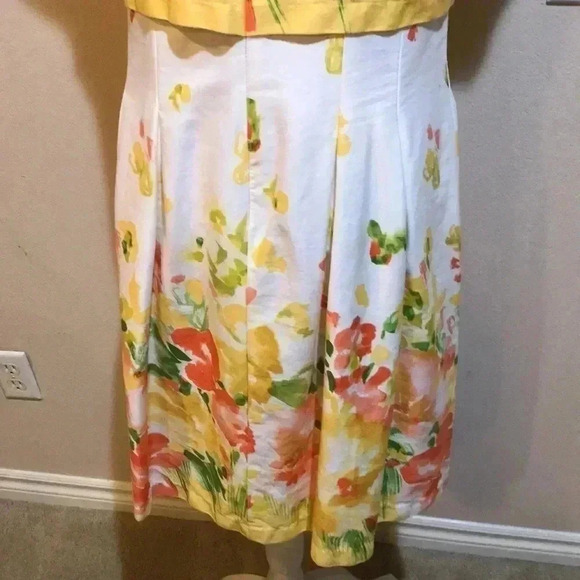 COVINGTON Vibrant Floral One Piece Pleated Dress Crop Top Overlay & Cap Sleeves - Picture 7 of 11